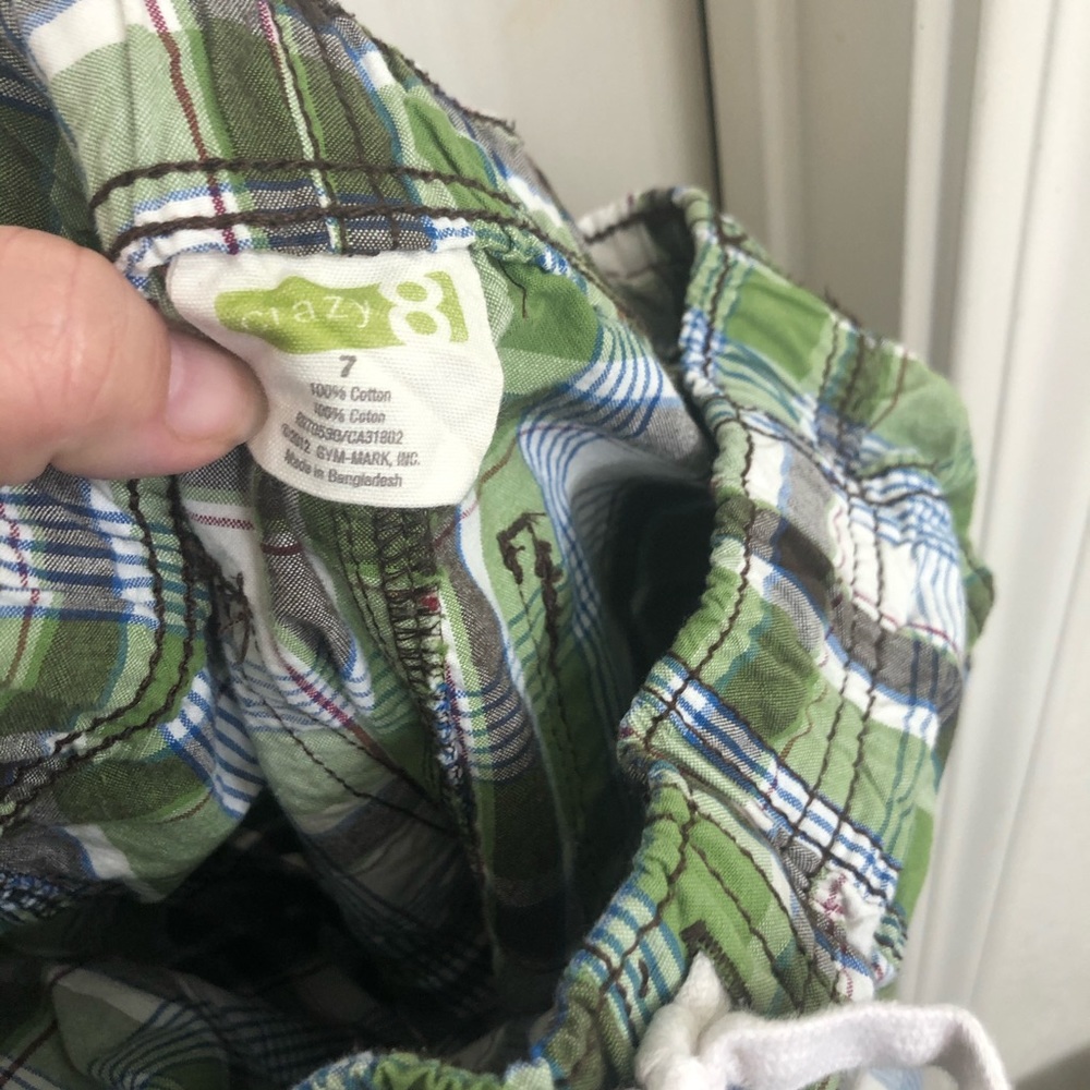 Crazy 8 Boys Shorts Plaid Green Size 7 - Picture 3 of 3